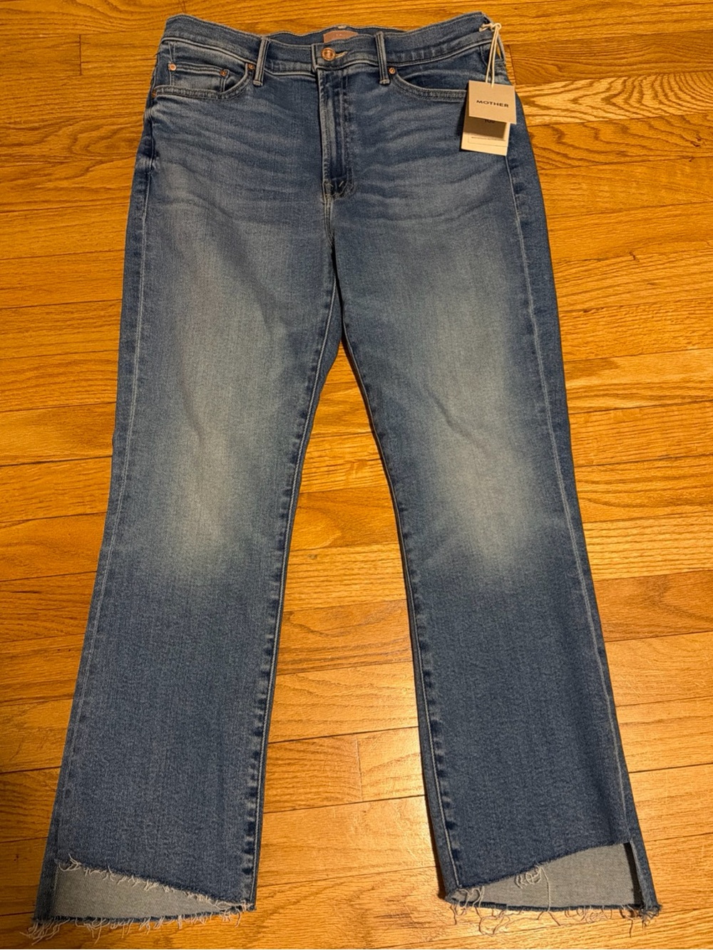 MOTHER The Insider Crop Step Fray Bootcut Jeans in Out Of The Blue Women’s 31